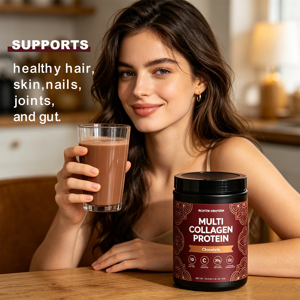Hot Sale OEM Customized Multi Collagen Peptides Powder High Protein Supplement With Vitamin C