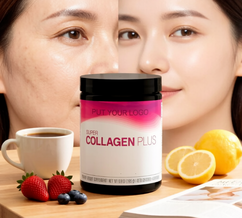OEM Collagen Powder with Vitamin C and Hyaluronic Acid Private Label Hydrolyzed Collagen Peptides, GMP Certified, Low MOQ