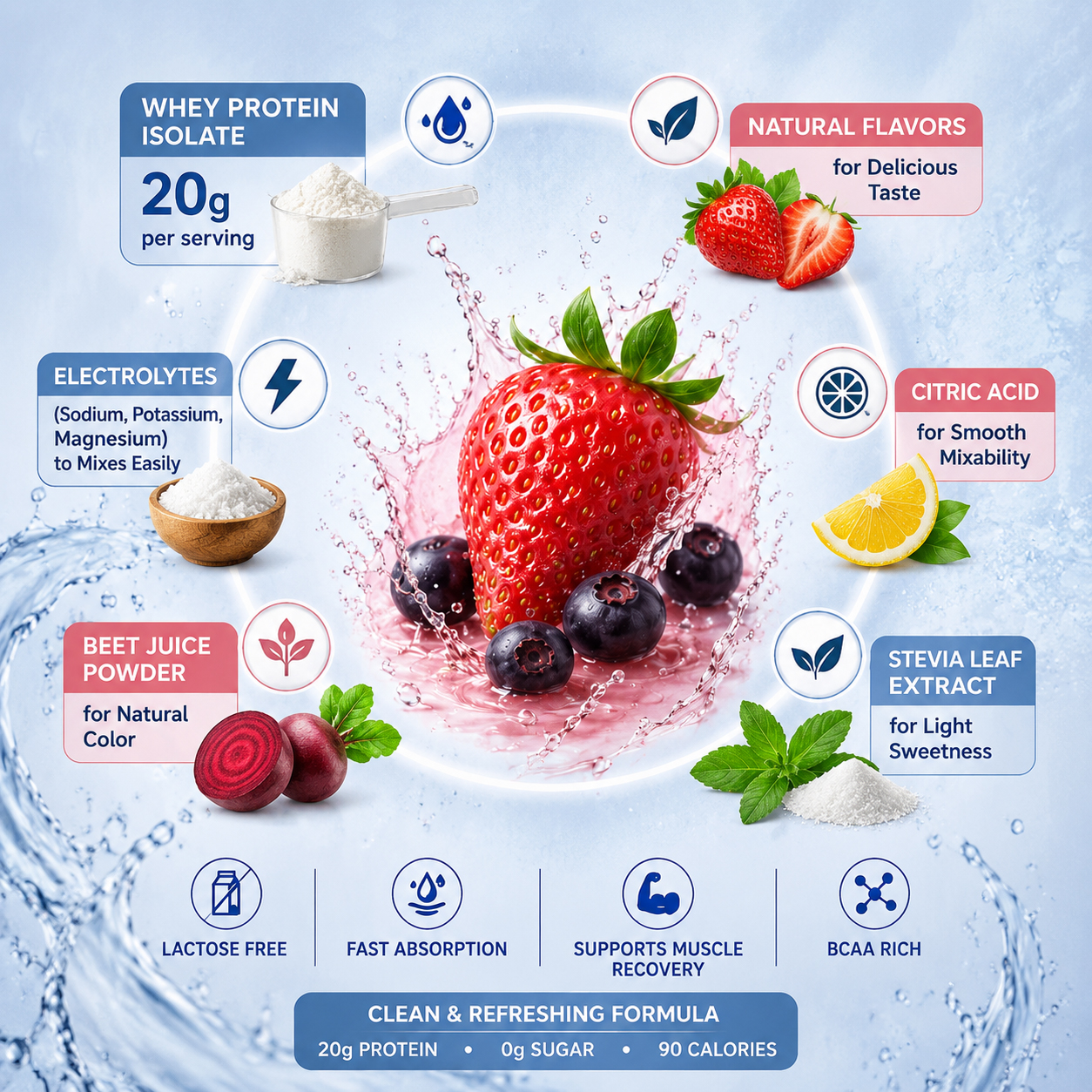Plant Clear Whey Protein Powder Hydrolyzed Whey Protein Isolate 80 Zero Sugar Fast Absorption 100% Whey Protein for Pre Workout