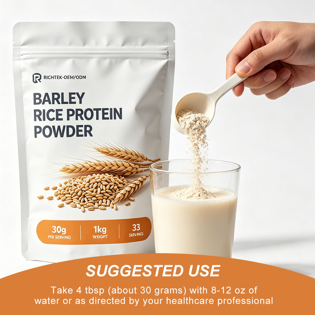 Sport Nutrition Supplement Unflavored Vegan Protein Powder Gluten-Free Plant Barley Rice Protein Powder