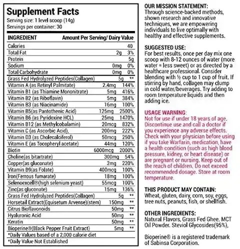Hot Sale Hydrolyzed Collagen Peptides Protein Powder Adult Supplement to Build Lean Muscle and Restore Natural Energy