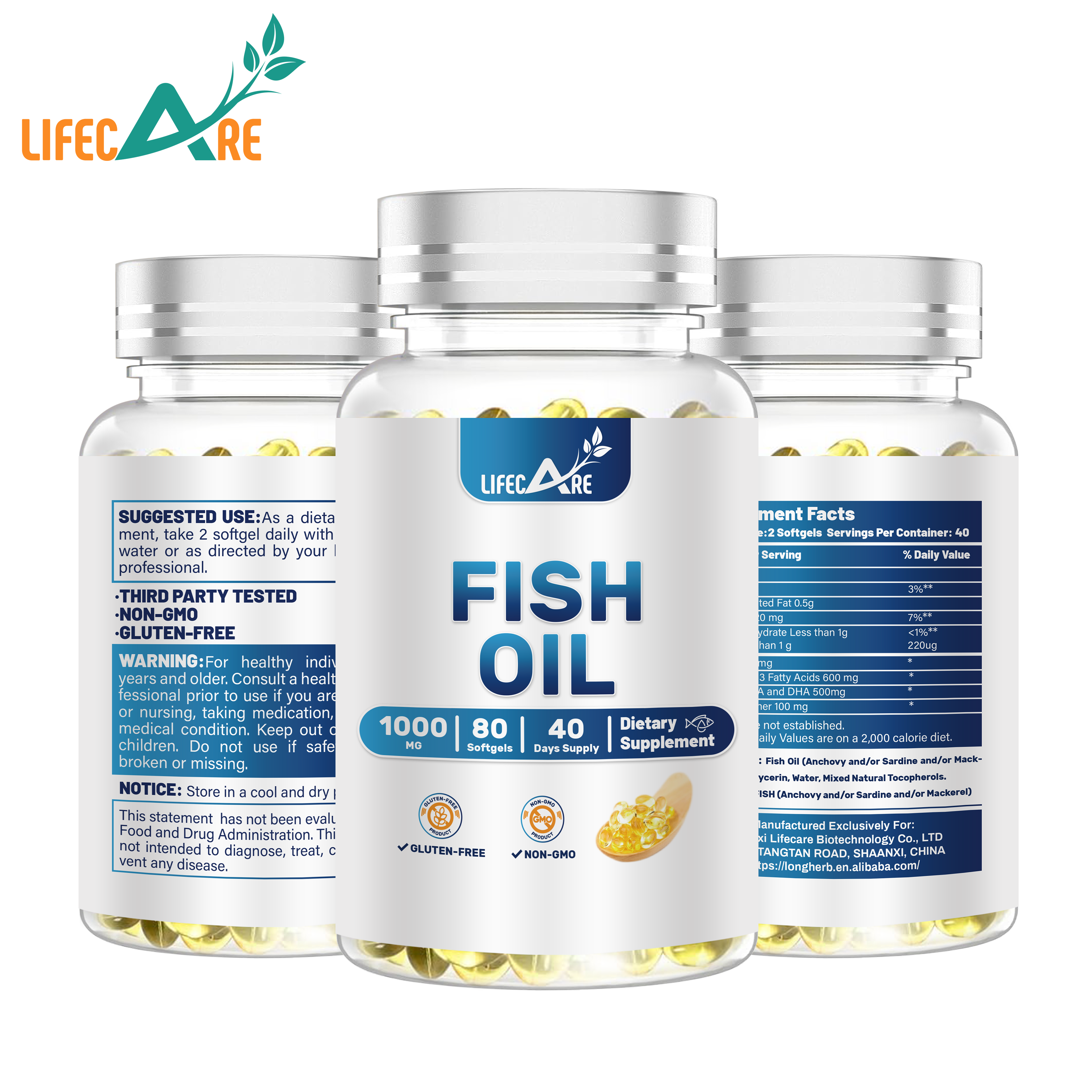 Lifecare Supply Deep Sea Fish Oil DHA Omega Capsules High Quality Fish Oil