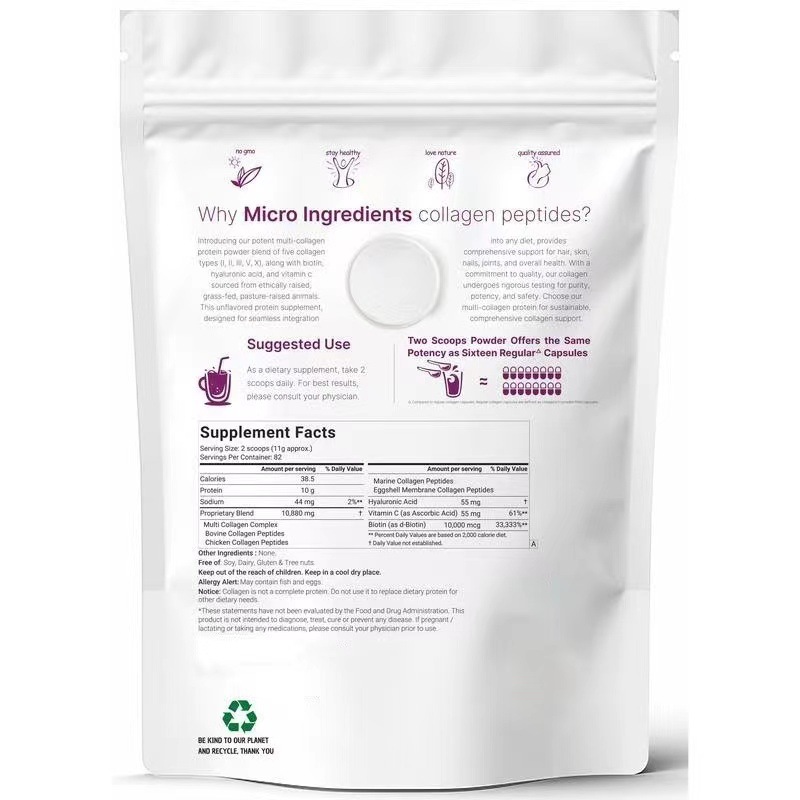 OEM Private Label Multi Collagen Peptide Powder Hydrolyzed Protein Supplement for Hair Skin Nails & Joint Support Wholesale