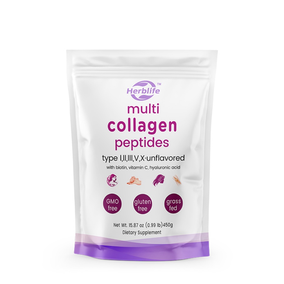 Private Label OEM Hydrolyzed Collagen Peptides Powder Multi Collagen Protein Powder for Skin Type I,II,III,V,X with Biotin