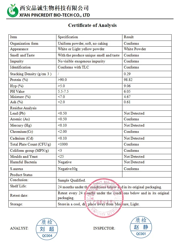 Hydrolyzed Bovine Collagen Peptide Powder Info