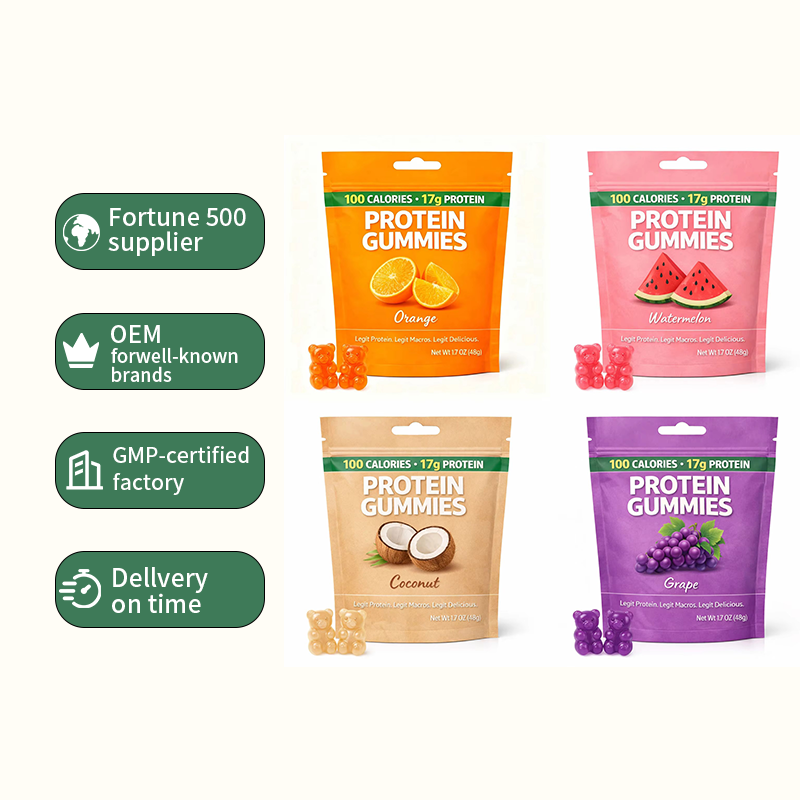 OEM Private Label Vegan High Protein Gummies Energy Sports Supplements 17g Sugar Free Bears Whey Protein Adult