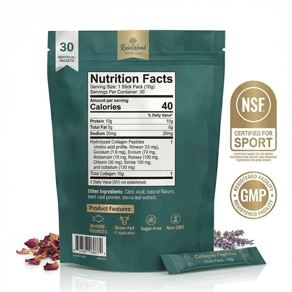 Rainwood Hydrolyzed Collagen Peptides Powder Sachets OEM Bovine Collagen Drink Mixed