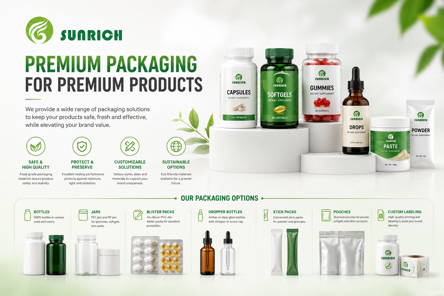 OEM Healthcare Supplement Hydrolyzed Collagen Peptides Powder Grass Fed Bovine Collagen Protein for Beauty and Wellness