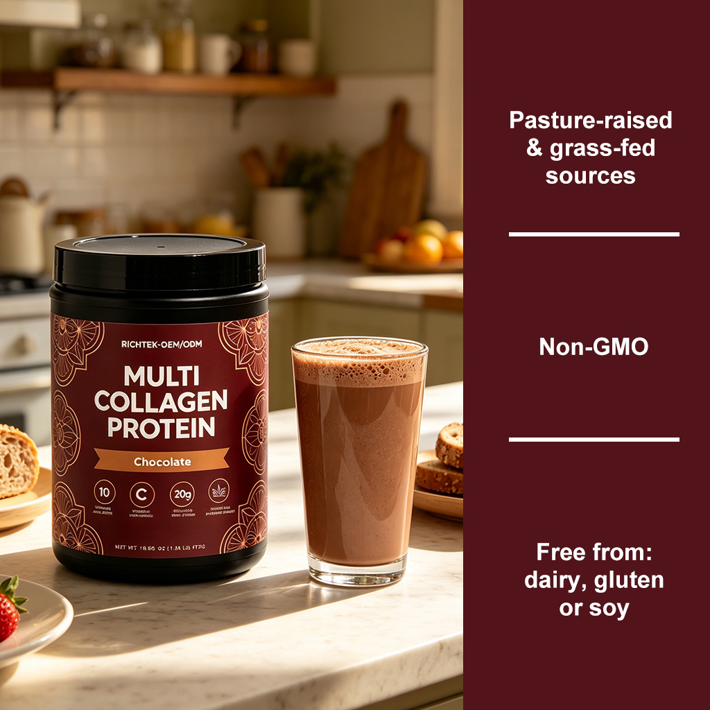 Hot Sale OEM Customized Multi Collagen Peptides Powder High Protein Supplement With Vitamin C