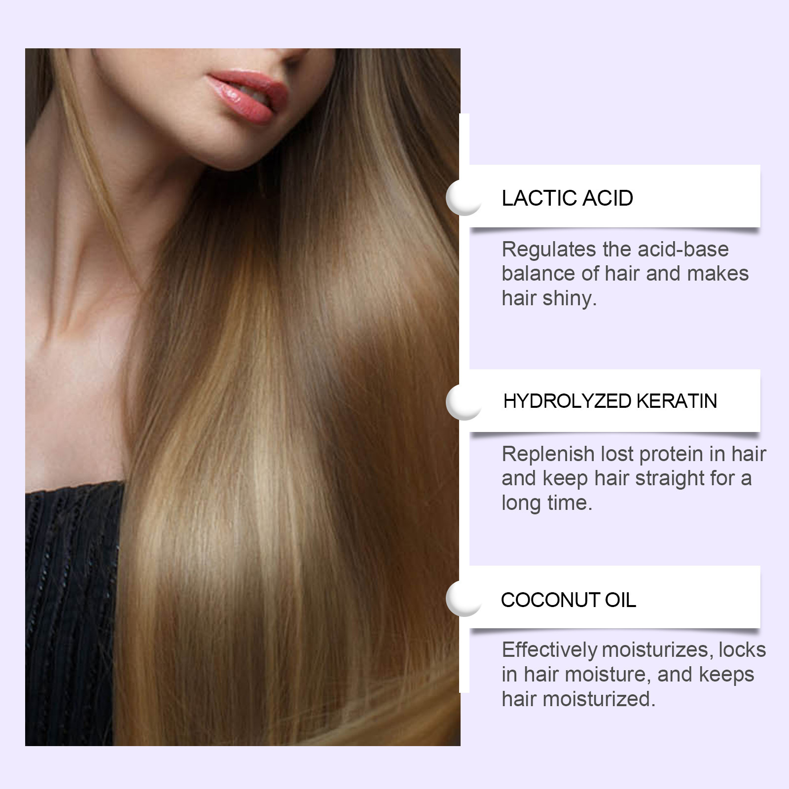 HOEGOA Anti-Aging Protein Straightening Cream Lactic Acid Hydrolyzed Keratin Nourishes Smooths Creates Silky Weighty Locks