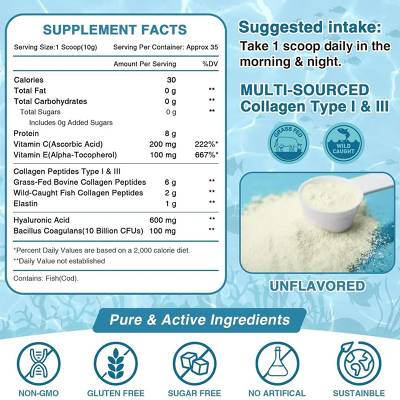 OEM Wholesale Vital Proteins Multi-Collegen Peptides Powder Bovine Marine Fish Hydrolyzed Collagen Beauty Product