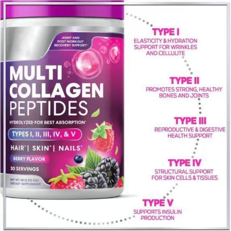 OEM Private Label Collagen Powder Multi Collagen Protein Powder Hyaluronic Acid Vitamin C Supplement Beauty Skin Hair Grown