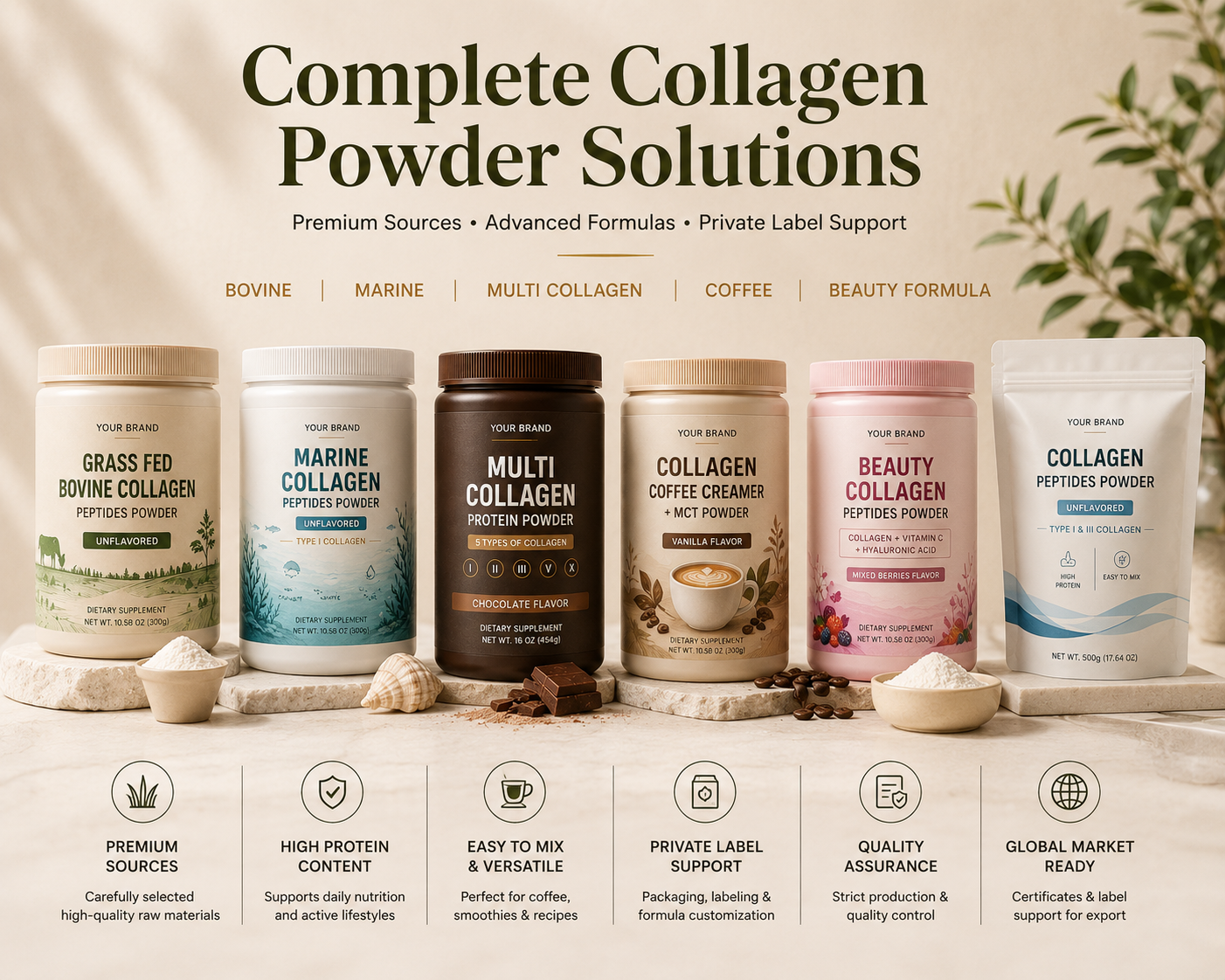 Custom Collagen Protein Powder OEM Hydrolyzed Peptides for Wellness Brands