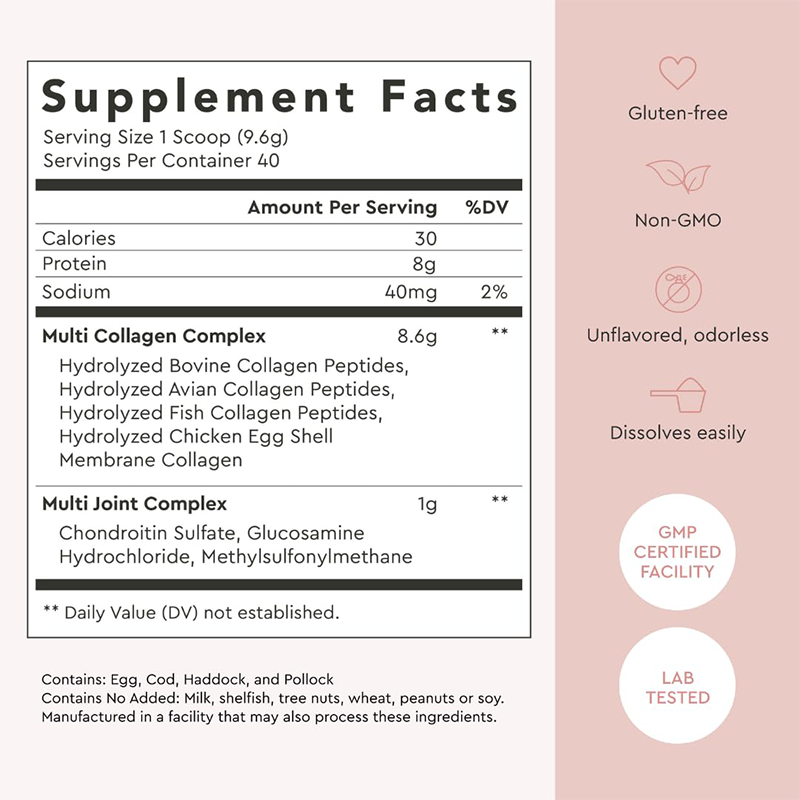LIFEWORTH Hydrolyzed Multi Collagen Peptides Protein Powder Supplement Advanced with Hyaluronic Acid Vitamin C