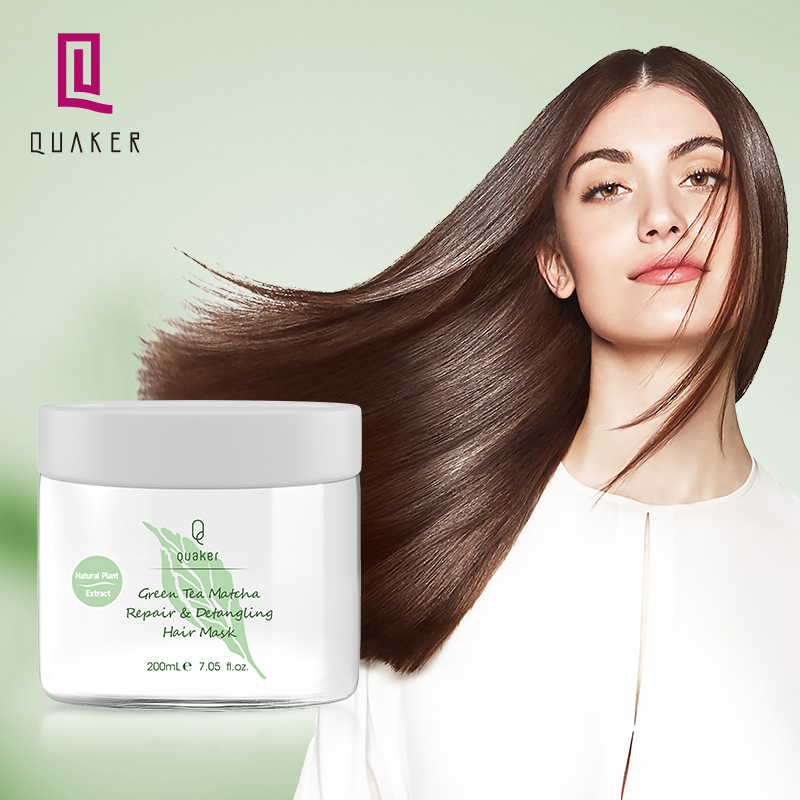 Qquaker Organic Repair Green Tea Matcha Hair Mask Treatments Protein Vitamins Hair Masque for Damaged Hair