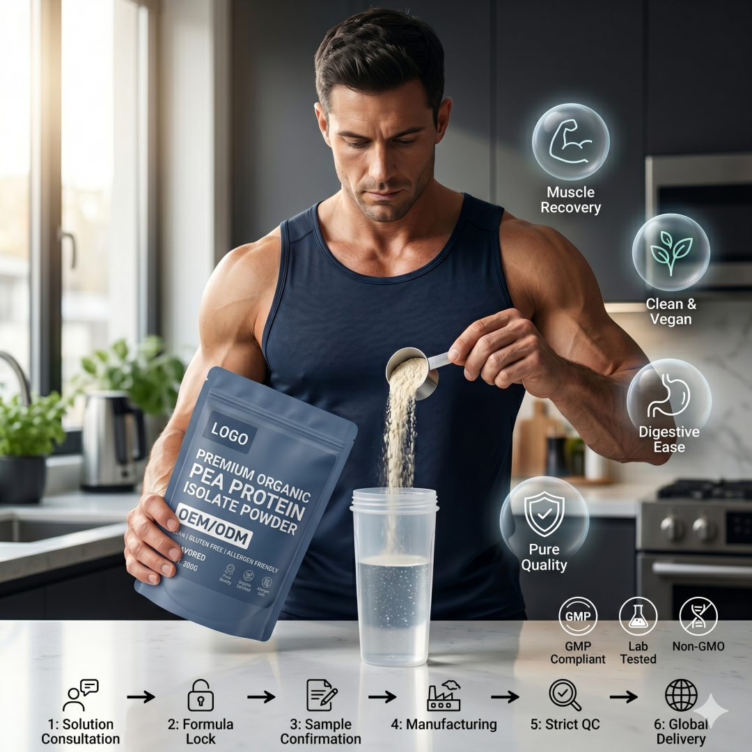 Premium Organic Pea Protein Isolate Powder High-Protein Adult Use Gluten Free Allergen Friendly Vegan 20-29g Protein Muscle
