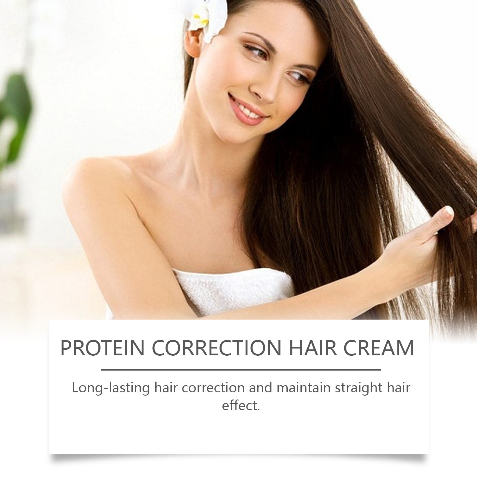 HOEGOA Anti-Aging Protein Straightening Cream Lactic Acid Hydrolyzed Keratin Nourishes Smooths Creates Silky Weighty Locks