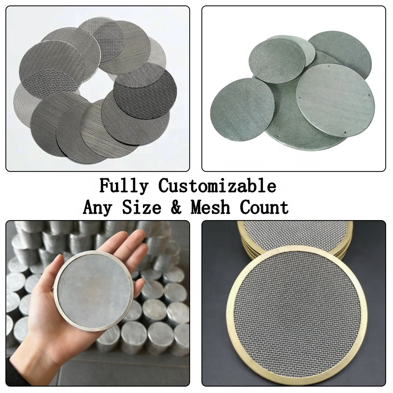 Customized 304 316 Stainless Steel Mesh Round Filter Disc 100mm Diameter 10mm Frame For Industrial Oil Filter