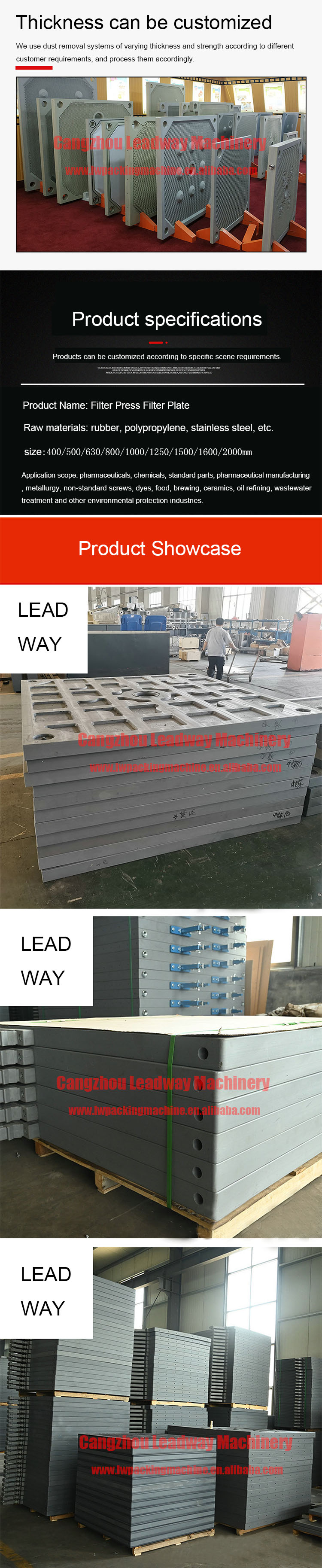 PP Recessed Chamber Membrane Filter Press Plate / Filter Plate for Filter Press Wastewater Treatment