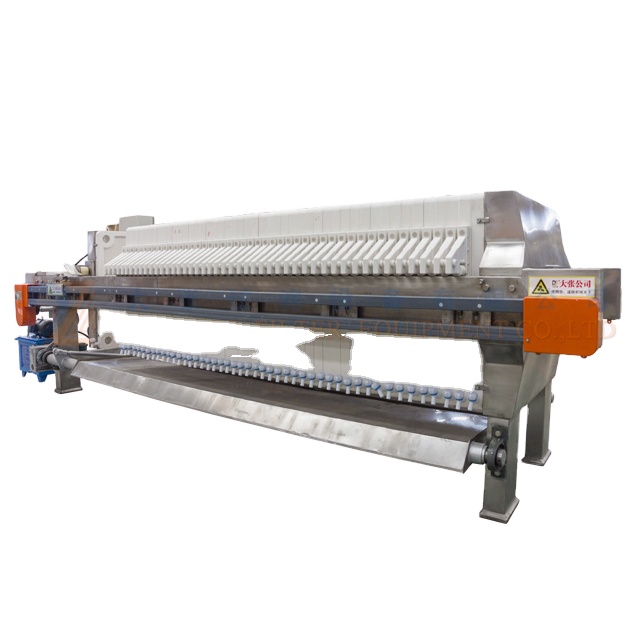 Recessed Chamber Filter Press, PP Plate, Stainless Steel Clad Frame and Hydraulic Tipping Plate for Sludge Dewatering