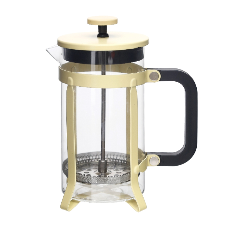 French Press High Borosilicate Glass Coffee Maker Rose Gold Manual Brew with Stainless Steel Filter