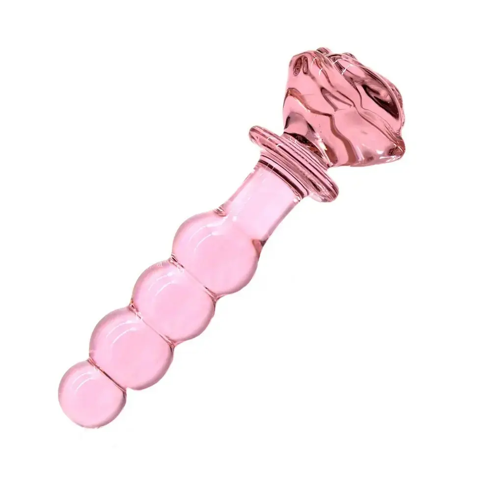 OEM Large Rose Glass Anal Plug Crystal Dildo Adult Sex Toy Product, Factory