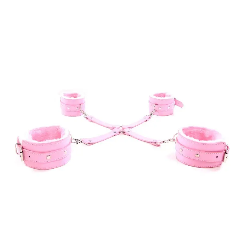 Wholesale PU Wrist and Ankle Cuff Set with Cross Connector Factory, Suppliers