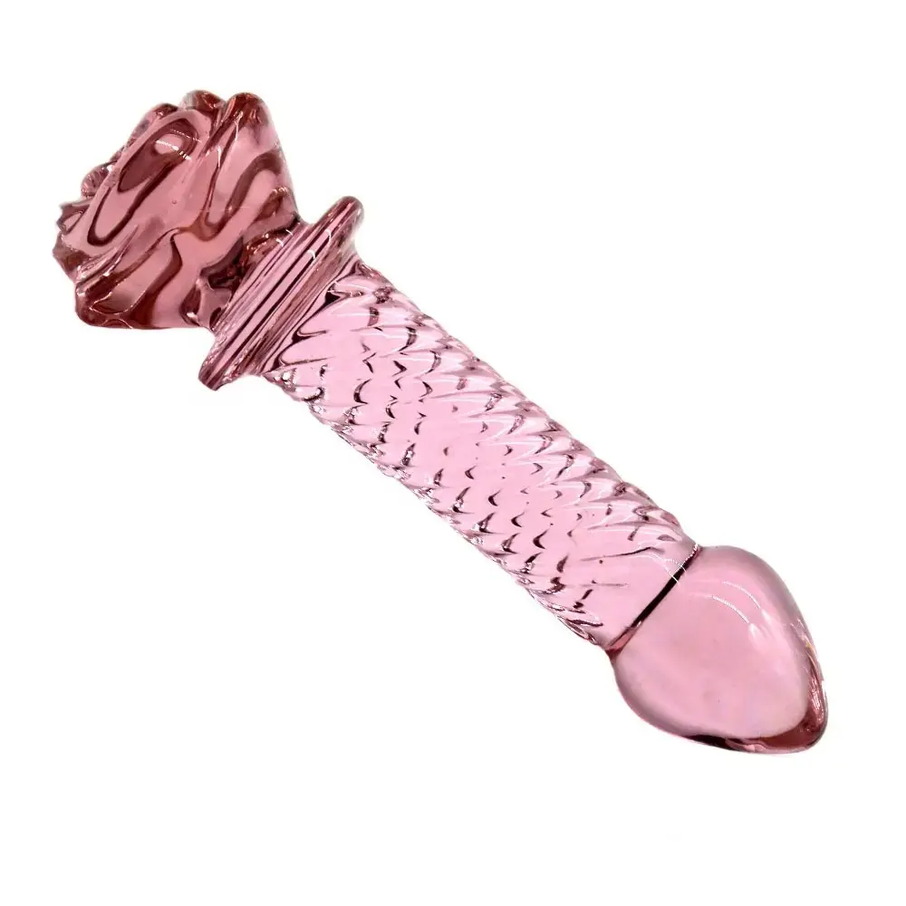 OEM Large Rose Glass Anal Plug Crystal Dildo Adult Sex Toy Product, Factory