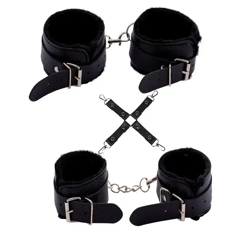 Wholesale PU Wrist and Ankle Cuff Set with Cross Connector Factory, Suppliers