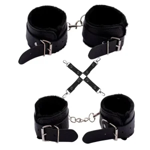 Wholesale PU Wrist and Ankle Cuff Set with Cross Connector Factory, Suppliers