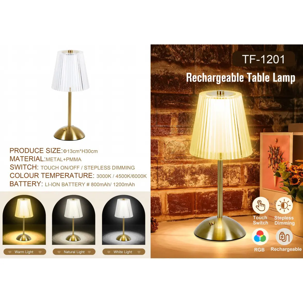 OEM Dimmable Crystal Table Lamp 3 Colors LED Gold Lamp Manufacturer, Manufacturers