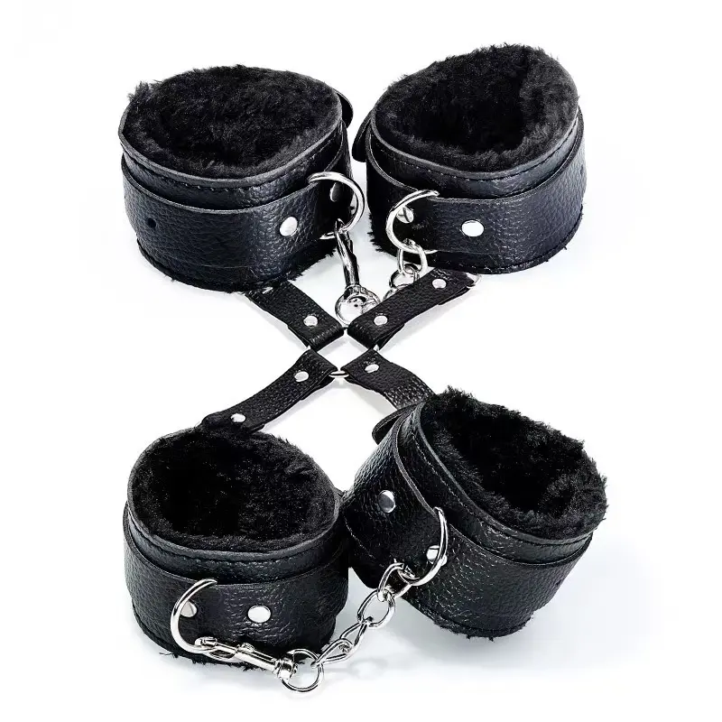 Wholesale PU Wrist and Ankle Cuff Set with Cross Connector Factory, Suppliers