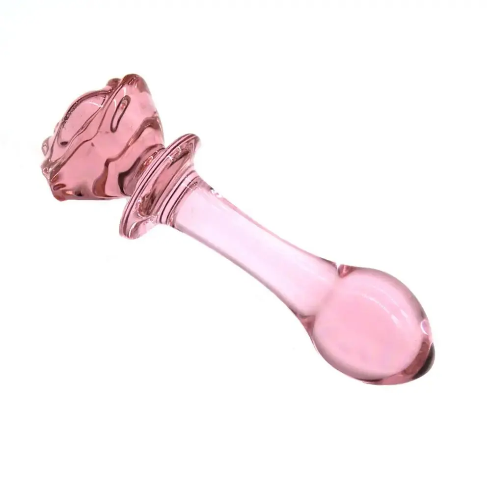 OEM Large Rose Glass Anal Plug Crystal Dildo Adult Sex Toy Product, Factory