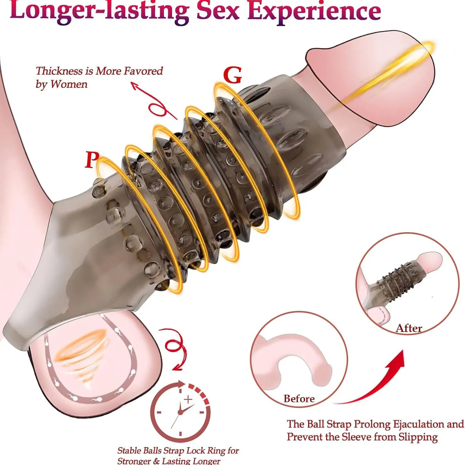 OEM Penis Sleeve Cock Sleeve Enlarge Extender Condom Products, Product