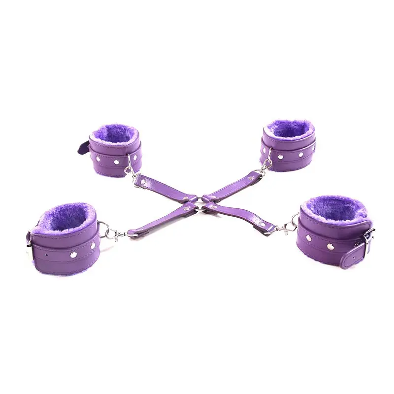 Wholesale PU Wrist and Ankle Cuff Set with Cross Connector Factory, Suppliers