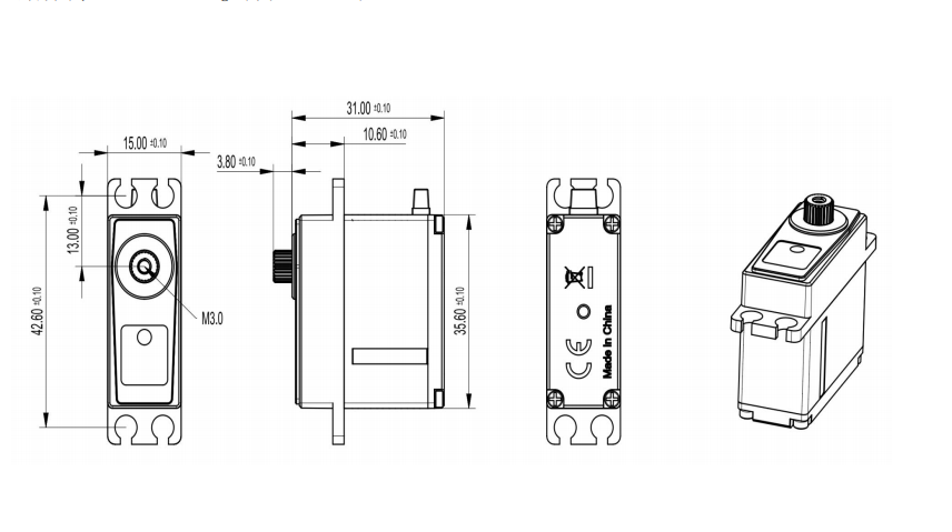 XS007A Digital Servo 7.4V Semimetal High Torque 35kg Capacity for Robot and Fan Use with Bearing