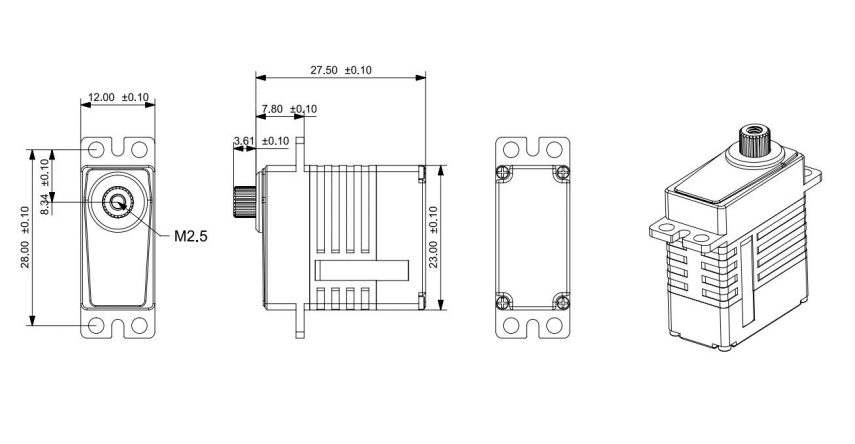 XS001A Metal Gear 7.4V All-metal Servo Digital Servo with Remote Control Car Model Vehicle
