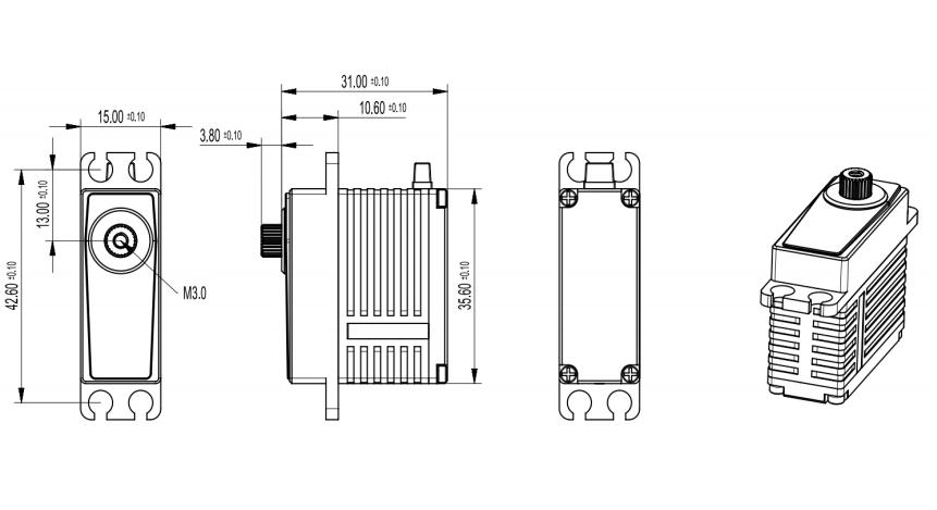 XS003A Grams of All-metal Rudder Mechanism Aircraft Airplane Coreless Micro Servo Lightweight Mini Servo Micro