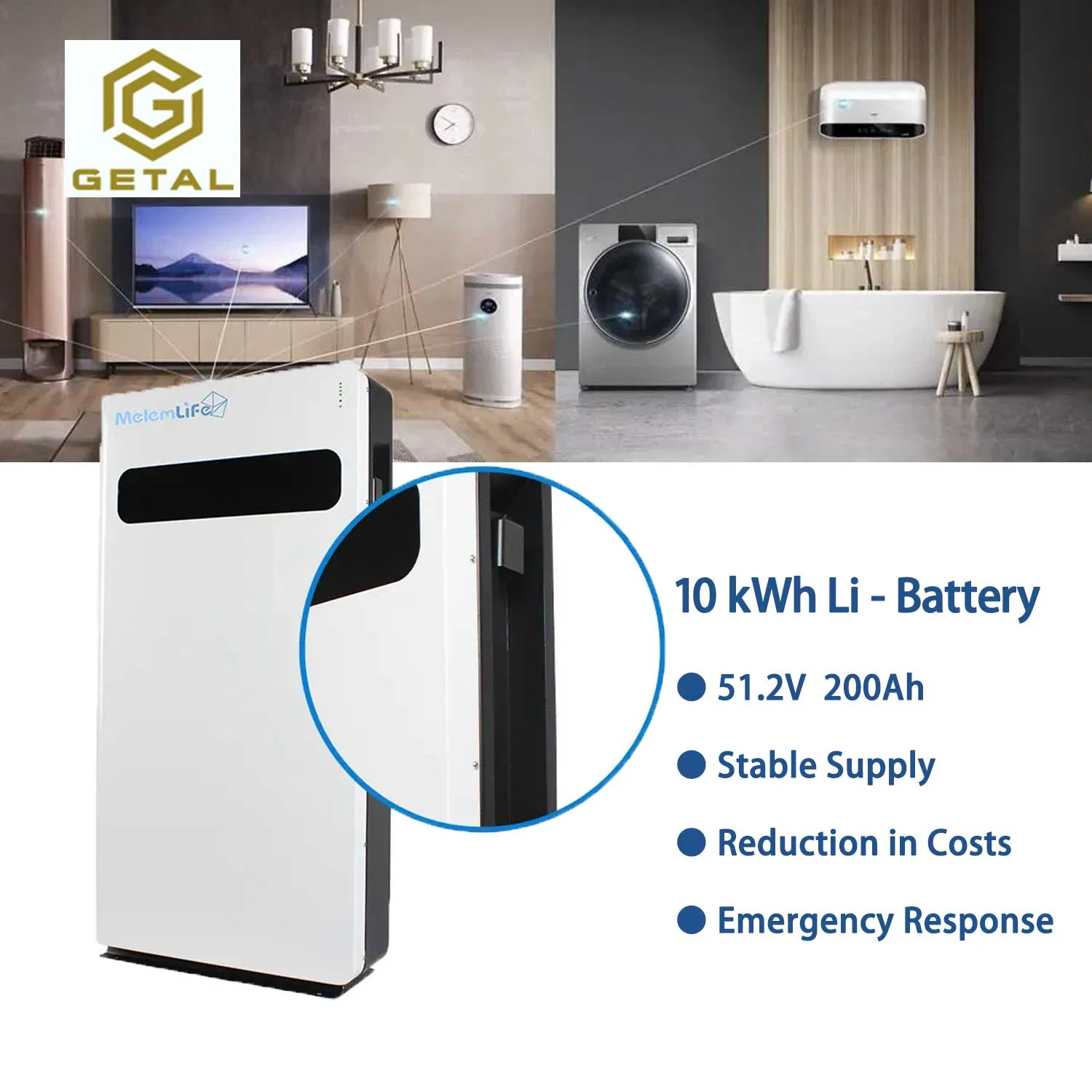 Supercapacitor LiFePO4 Batería de litio solar 51.2V 5kwh 10kwh 20kwh 30kwh Batería de almacenamiento de energía doméstica
