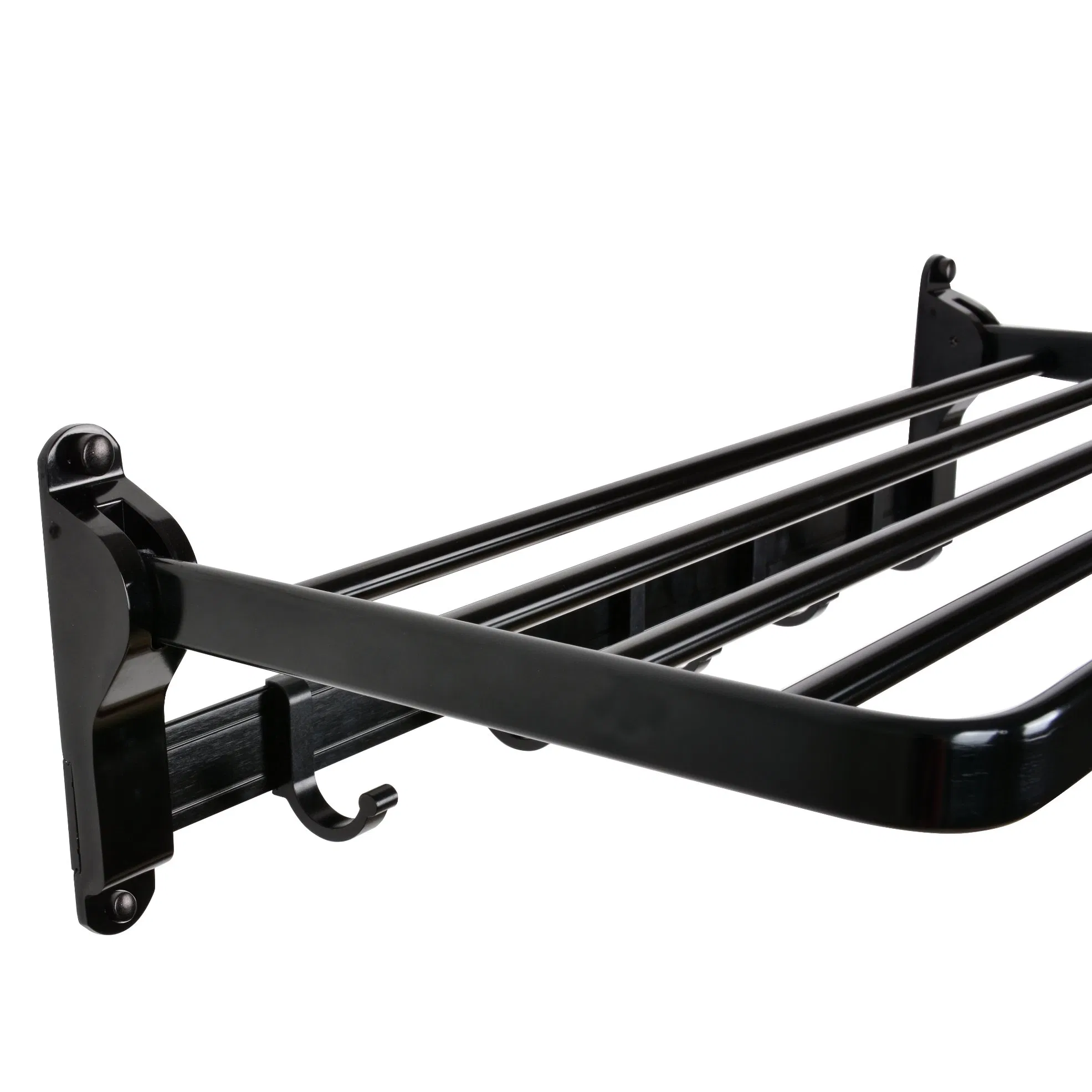 Soporte de toallas de aluminio plegable personalizado - Soporte de toallas de baño montado en la pared con ganchos