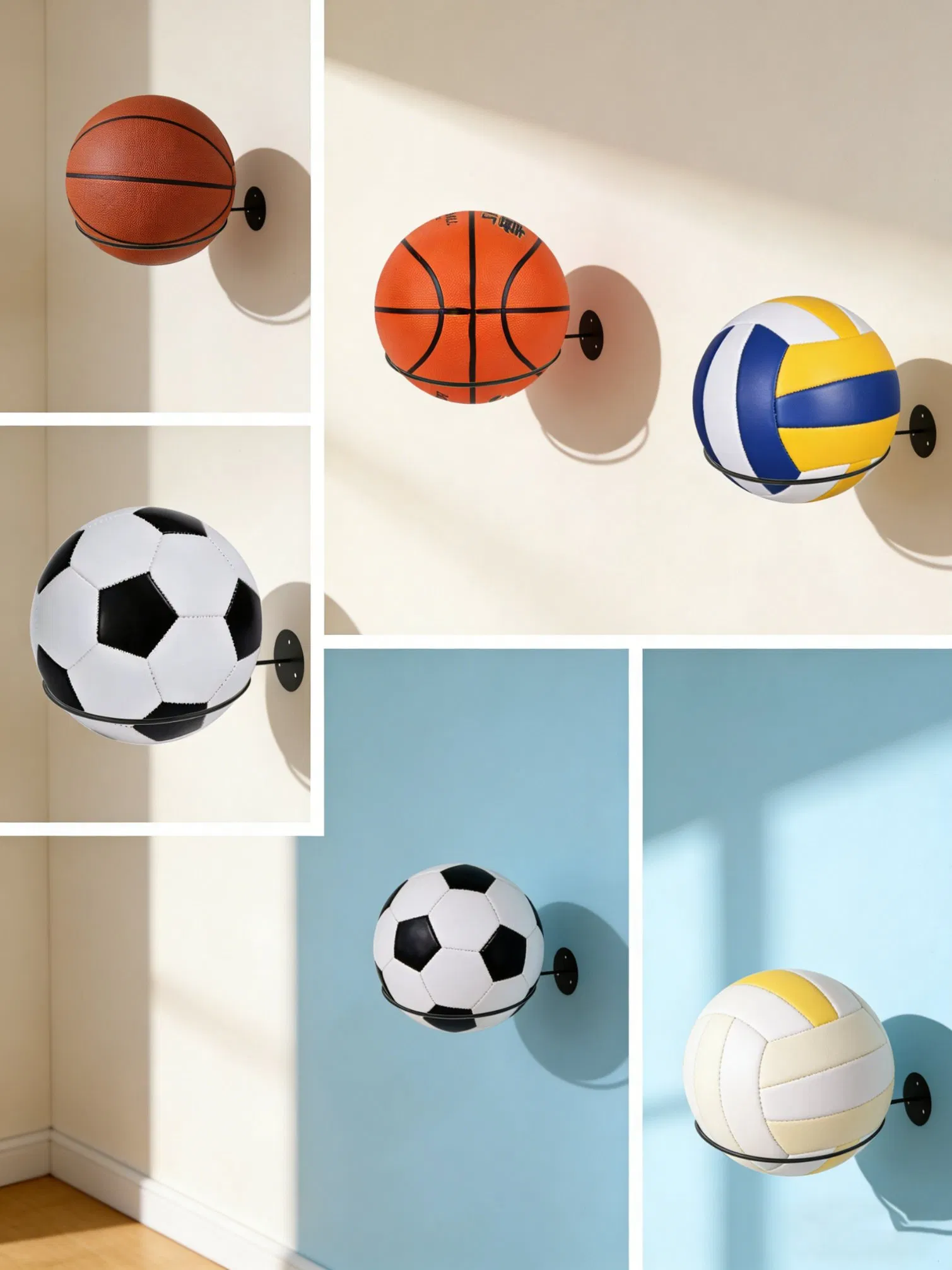 Soporte de almacenamiento para baloncesto montado en la pared, estante para flores, viene con tornillos de expansión