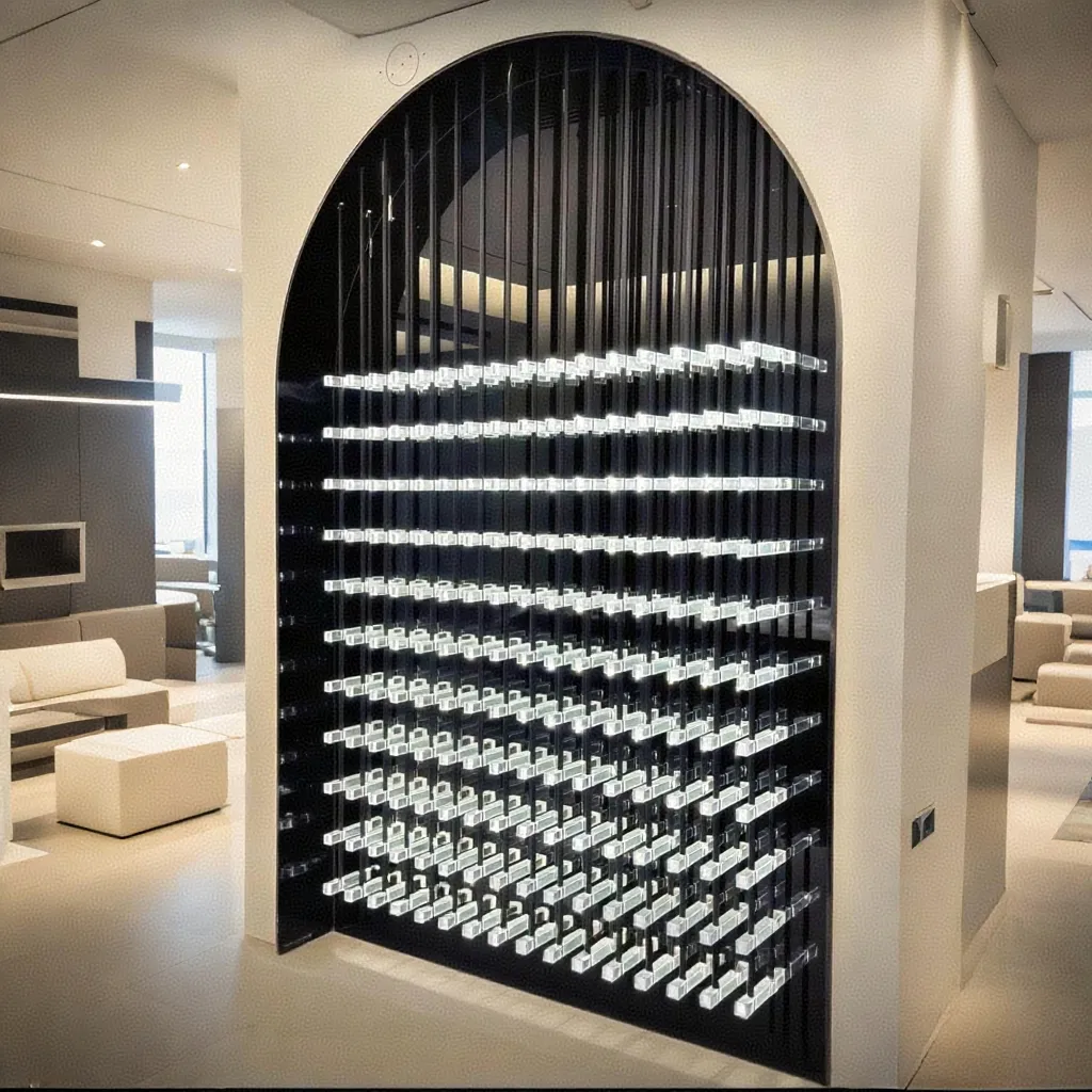 Estante de vino flotante montado en la pared premium para la organización de cavas de vino