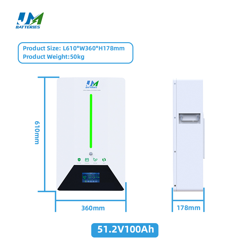 Fábrica de Celdas de Batería Jm 48V 51.2V 100ah 200ah 5kwh 10kwh Batería de Iones de Litio LiFePO4 para Sistema Híbrido Solar Doméstico
