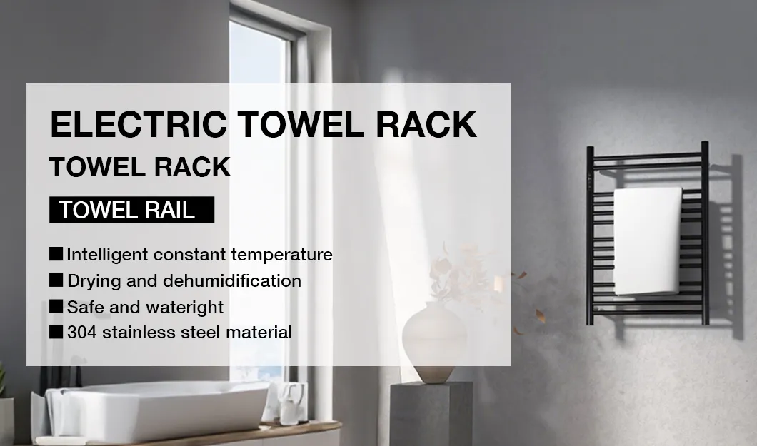 304 Toallero eléctrico de acero inoxidable montado en la pared con estante, radiador para baño con barras personalizables