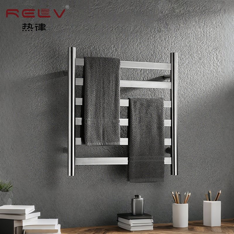 Toallero eléctrico calefaccionado de diseño moderno montado en la pared de acero inoxidable para baño