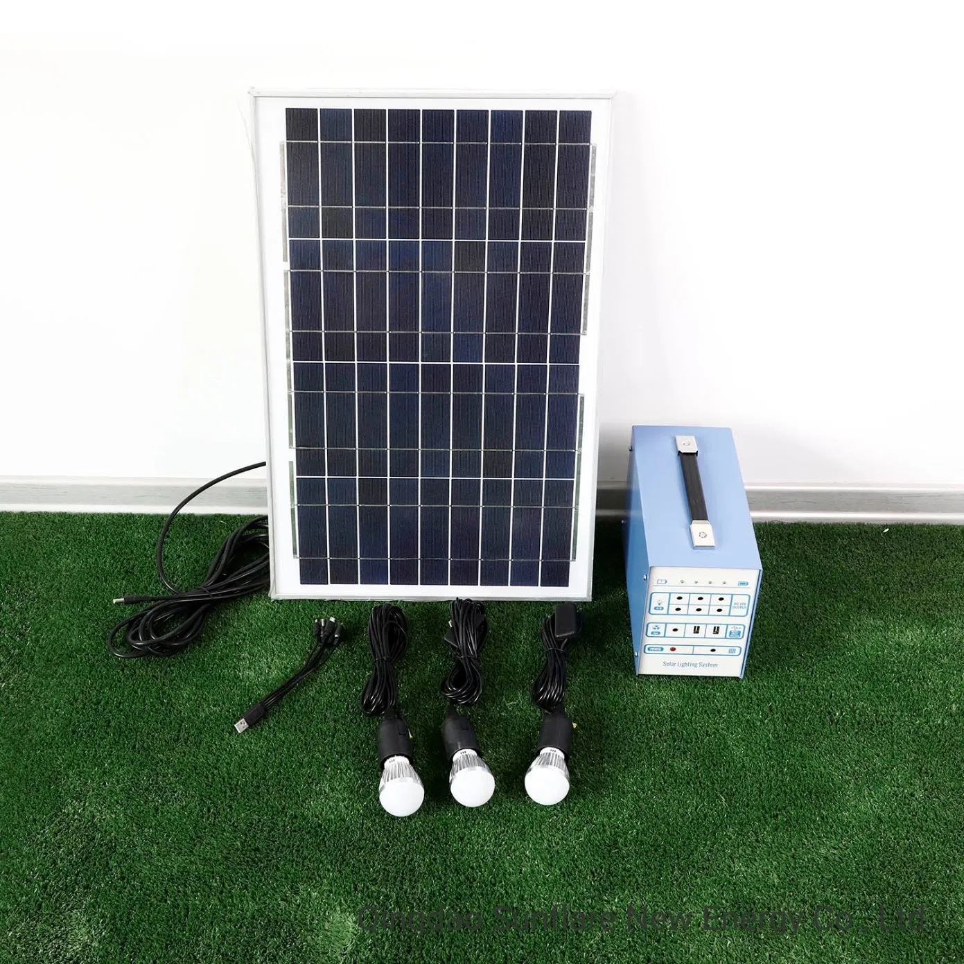 2021 Suministro Directo de Fábrica Kits de Iluminación de Energía Solar Sistemas Generador Solar con 3 Bombillas LED Cargadores de Teléfonos Móviles Soportando Ventilador de CC