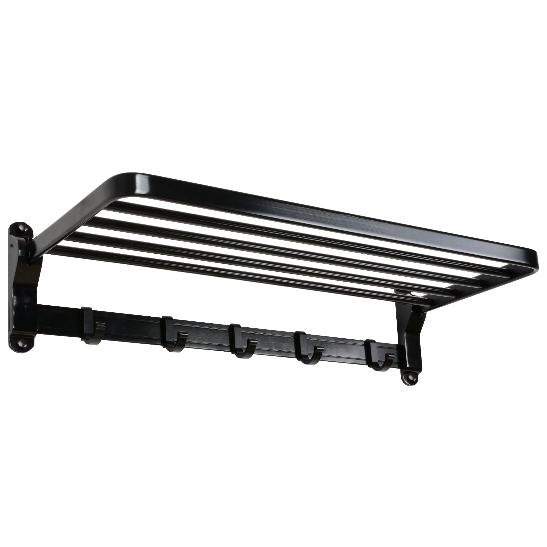 Soporte de toallas de aluminio plegable personalizado - Soporte de toallas de baño montado en la pared con ganchos