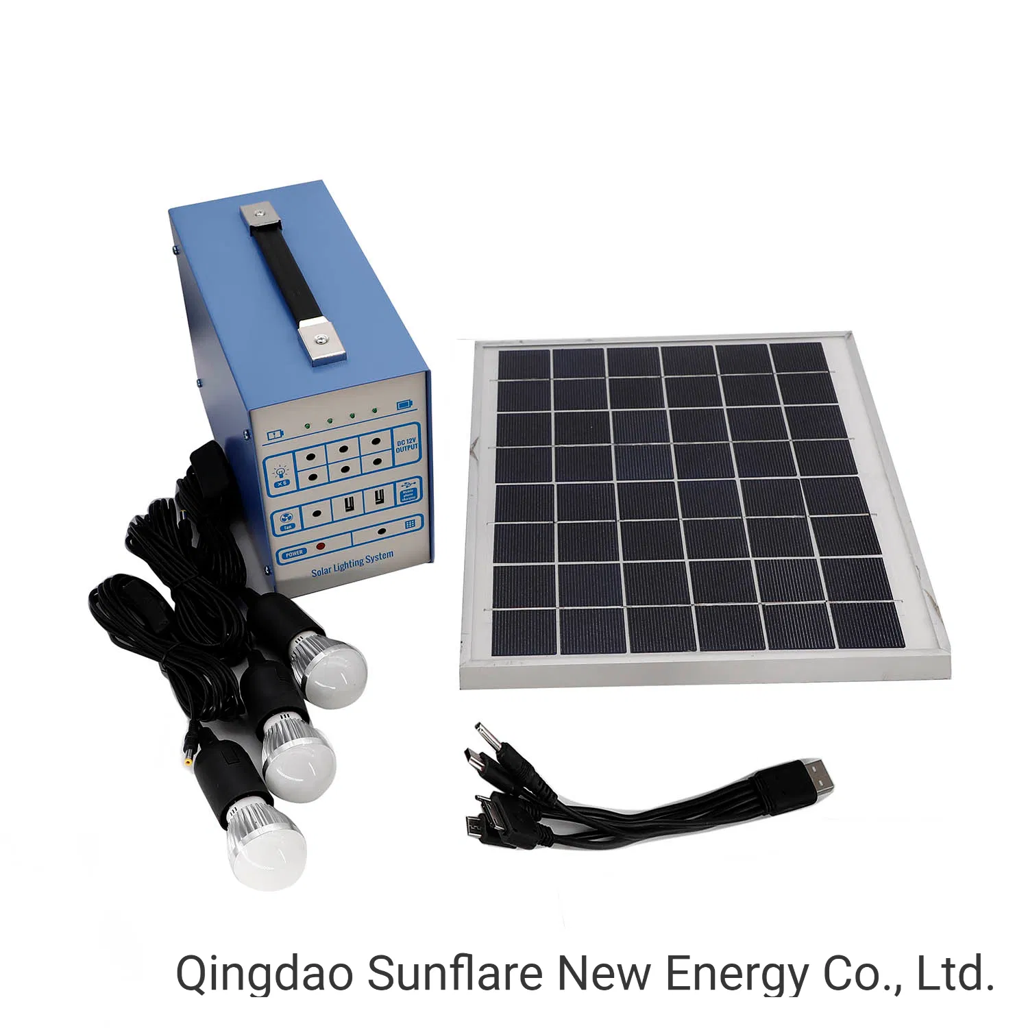 2021 Suministro Directo de Fábrica Kits de Iluminación de Energía Solar Sistemas Generador Solar con 3 Bombillas LED Cargadores de Teléfonos Móviles Soportando Ventilador de CC