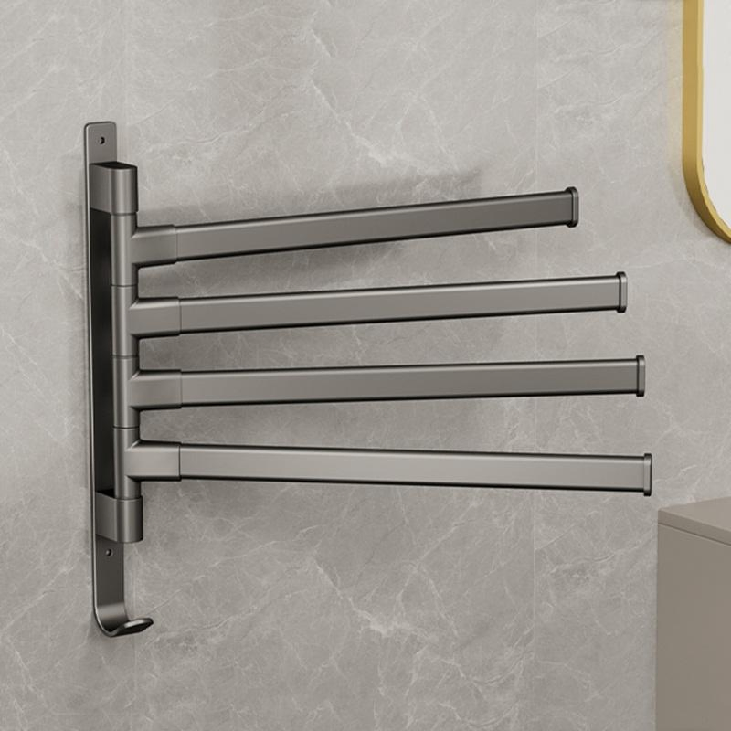 4-Arm Organizador de baño de aluminio montado en la pared con toallero giratorio