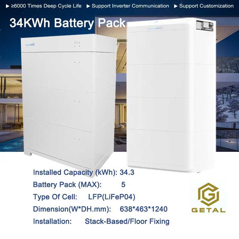 Paquete de Batería Modular 5/10/15/20/25/30 Kwh Almacenamiento de Energía Doméstica LiFePO4 Batería